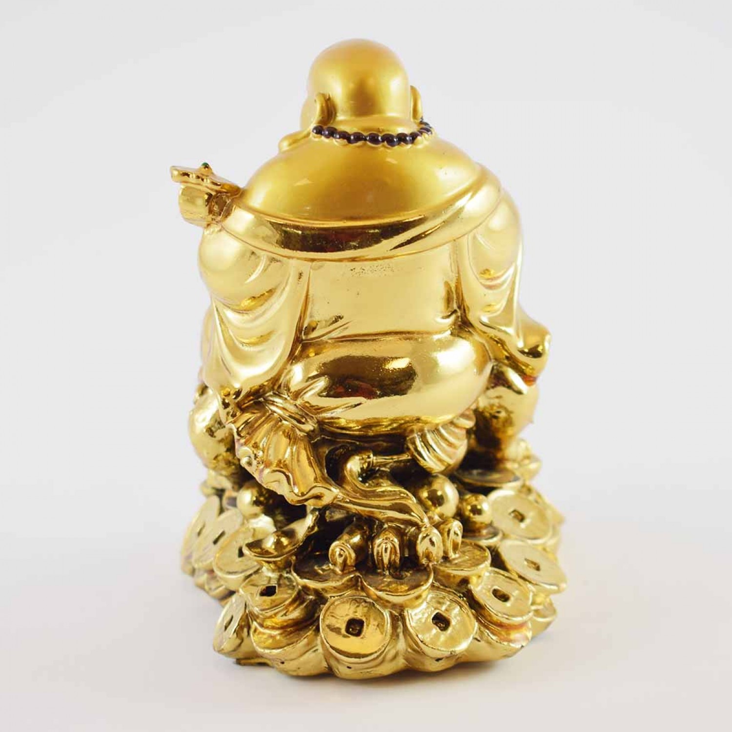 Handmade Golden Laughing Buddha Riding On Money Frog Sitting On A Bed